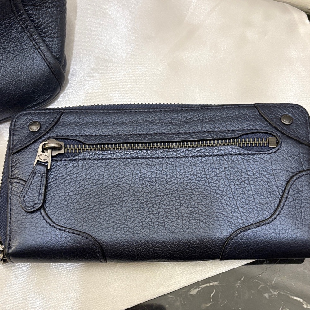Coach Mickie Dark Blue Metallic Leather Tote and Wallet Set - Picture 11 of 11